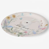 Flora-Wildblume Wasserfarben-Kaninchen-Schmetterli Pappteller (Schrägansicht)