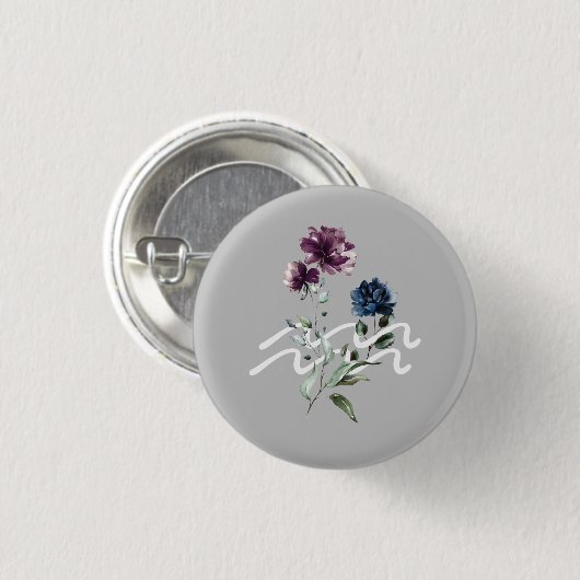 Flora Zodiac-Zeichen Button (Vorne & Hinten)