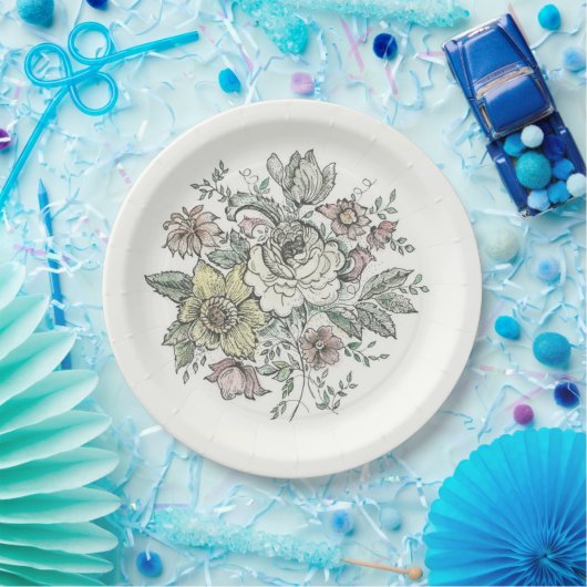 Floraison Design auf Papier Teller (Party)