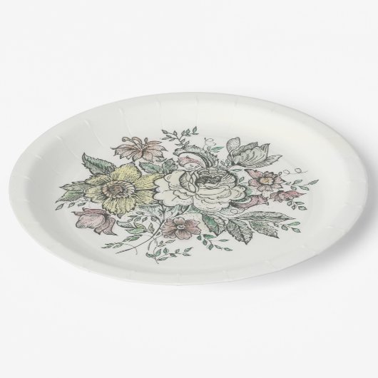 Floraison Design auf Papier Teller (Schrägansicht)