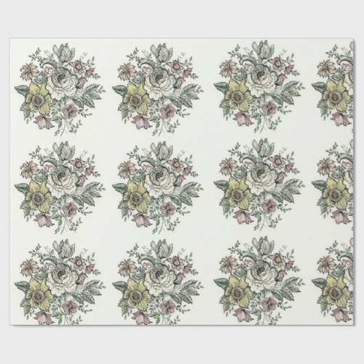 Floraison-Design auf Verpackungspapier Geschenkpapier (Flach)