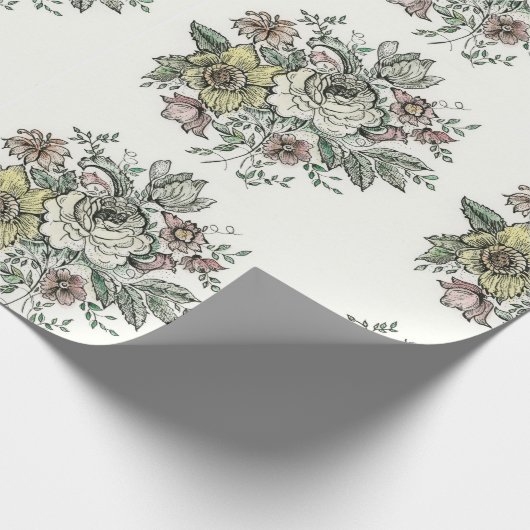 Floraison-Design auf Verpackungspapier Geschenkpapier (Ecke)