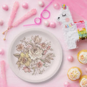 Floraison - Teller aus rosa Papier (Party)