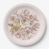 Floraison - Teller aus rosa Papier (Vorderseite)