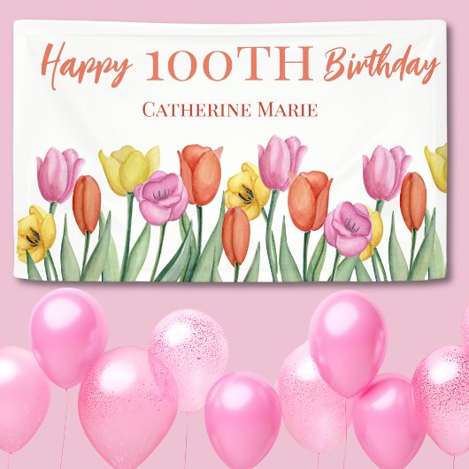 Floral 100. Geburtstag Banner
