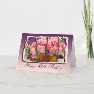 Floral 100. Geburtstag Glückwunschkarte Karte