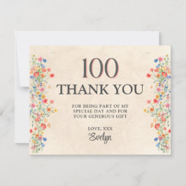 Floral 100th Birthday – Elegant Wildflower Dankeskarte