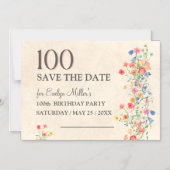 Floral 100th Birthday – Elegant Wildflowers Magneteinladung (Vorderseite)