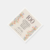 Floral 100th Birthday – Elegant Wildflowers Serviette (Ecke)