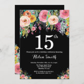 Floral 15. Geburtstag Einladung (Vorne/Hinten)