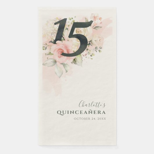 Floral 15. Geburtstag Quinceanera Botanisches Part Serviette (Vorderseite)