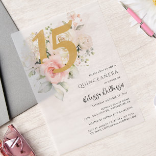 Floral 15. Geburtstag Quinceanera Pergament Einladungen