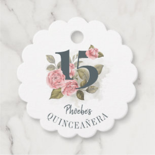 Floral 15. Geburtstag Quinceanera Rustikal Geschenkanhänger