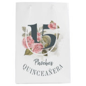 Floral 15. Geburtstag Quinceanera Rustikal Mittlere Geschenktüte (Vorderseite)