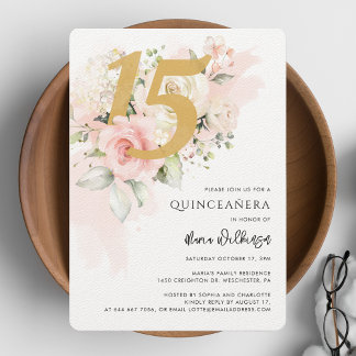 Floral 15. Geburtstag Quinceanera Wasserfarbe Einladung