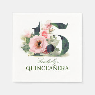 Floral 15. Quinceanera Geburtstag Serviette