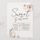 Floral 16. Geburtstagsparty Einladung (Vorne/Hinten)