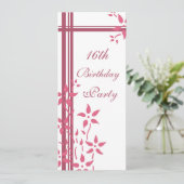 Floral 16. Geburtstagsparty Einladungen (Stehend Vorderseite)