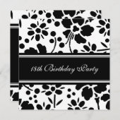 Floral 18. Geburtstagsparty Einladungen (Vorne/Hinten)