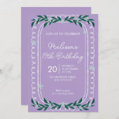 Floral 19th Birthday Invitation Lilac Coquette Einladung (Vorne/Hinten)