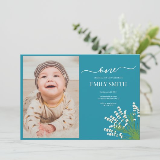 Floral 1. Geburtstagskarte (Stehend Vorderseite)