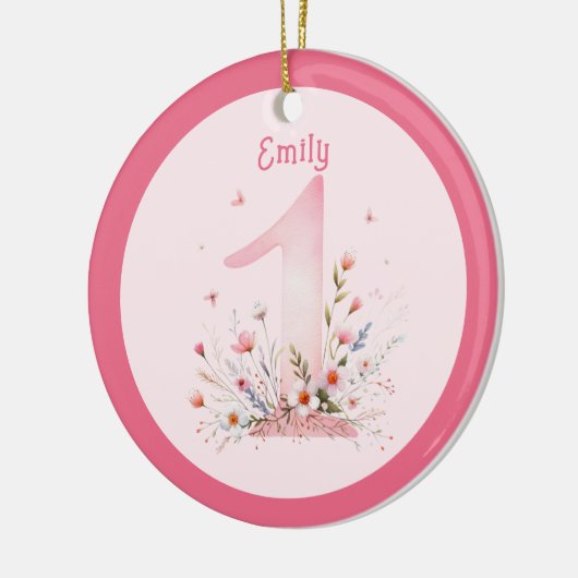 Floral 1st Birthday Custom One Fairy Princess Keramik Ornament (Links)