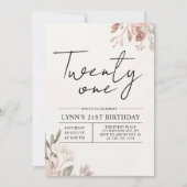 Floral 21. Geburtstag Party Einladung (Vorderseite)