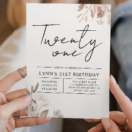 Floral 21. Geburtstag Party Einladung