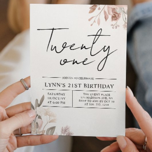 Floral 21. Geburtstag Party Einladung