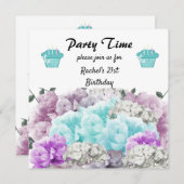 Floral 21. Geburtstagsfeier Party Einladung (Vorne/Hinten)