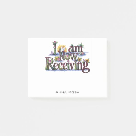 *~* Floral 21 ICH ERHALTE JETZT AP85 Manifesting Post-it Klebezettel (Vorderseite)