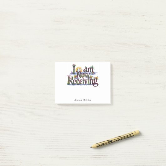 *~* Floral 21 ICH ERHALTE JETZT AP85 Manifesting Post-it Klebezettel (Auf Schreibtisch)