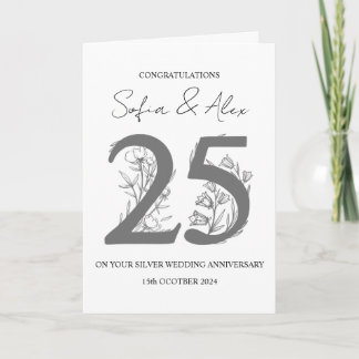 Floral 25. Hochzeitstag Gruß Karte