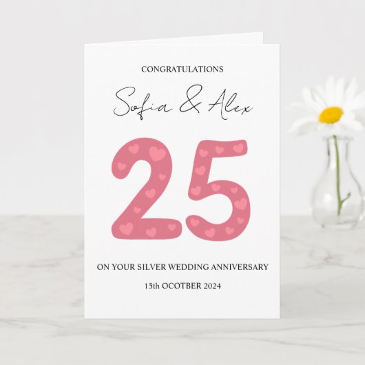 Floral 25. Hochzeitstag Gruß Karte (Kleine Pflanze)