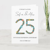 Floral 25. Hochzeitstag Gruß Karte (Vorderseite)