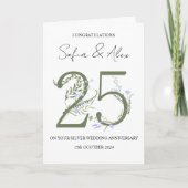 Floral 25. Hochzeitstag Gruß Karte (Vorderseite)