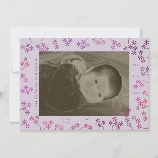 Floral 2 Foto Geburtsankündigung Ankündigung (Vorderseite)