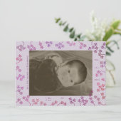 Floral 2 Foto Geburtsankündigung Ankündigung (Stehend Vorderseite)