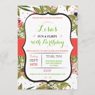Floral 30. 40. 50. 60. Geburtstagsparty Einladung