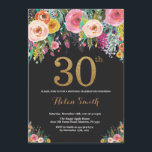 Floral 30. Geburtstag Einladung Gold Glitzer<br><div class="desc">Floral 30. Geburtstag Einladung für Frauen. Aquarell Floral Blume. Schwarz-Gold-Glitzer. Rosa,  gelb,  orange,  Lila Blume. Erwachsener Geburtstag.
Für weitere Anpassungen klicken Sie bitte auf die Schaltfläche "Anpassen" und verwenden Sie unser Designwerkzeug,  um diese Vorlage zu ändern.</div>