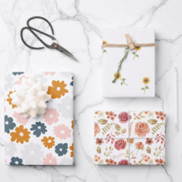 Floral 3 Pack Geschenkpapier Set