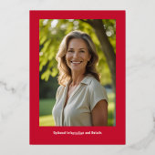 Floral 40. Custom Foto Überraschung Geburtstag Folieneinladung (Rückseite)