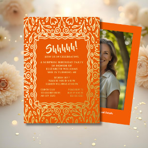 Floral 40. Custom Foto Überraschung Geburtstag Folieneinladung