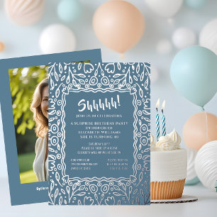 Floral 40. Custom Foto Überraschung Geburtstag Folieneinladung