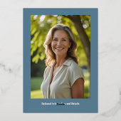 Floral 40. Custom Foto Überraschung Geburtstag Folieneinladung (Rückseite)