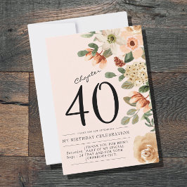 Floral 40. Geburtstag Dankeskarte