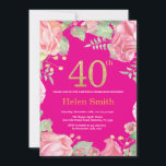 Floral 40. Geburtstag Gold Glitzer und Hot Pink Einladung<br><div class="desc">Floral 40. Geburtstag Einladung für Frauen. Wasserfarbe Botanische Blume Floral. Gold Glitzer. Hintergrundbild: Pink Peonies Floral Blume. Erwachsener Geburtstag.
Für weitere Anpassungen klicken Sie bitte auf die Schaltfläche "Anpassen" und verwenden Sie unser Designwerkzeug,  um diese Vorlage zu ändern.</div>