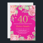Floral 40. Geburtstag Gold Glitzer und Hot Pink Einladung<br><div class="desc">Floral 40. Geburtstag Einladung für Frauen. Wasserfarbe Botanische Blume Floral. Gold Glitzer. Hintergrundbild: Pink Peonies Floral Blume. Erwachsener Geburtstag.
Für weitere Anpassungen klicken Sie bitte auf die Schaltfläche "Anpassen" und verwenden Sie unser Designwerkzeug,  um diese Vorlage zu ändern.</div>