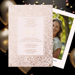 Floral 40. Überraschung Geburtstagsvorlage für sie Folieneinladung