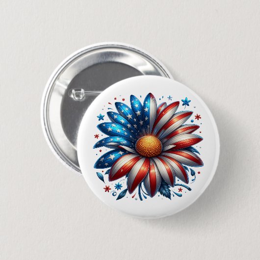 Floral 4. Juli Button (Vorne & Hinten)